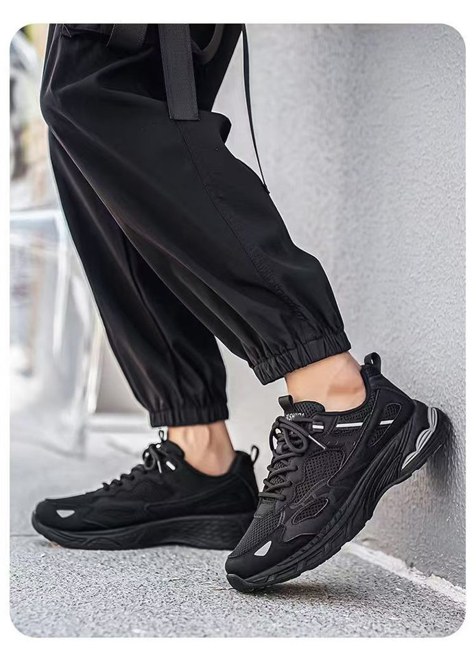 Giày thể thao nam sneaker thân lưới thoáng khí, đế cao su gót thấp, dây buộc, phong cách casual — F901 màu đen, F901 xám nhạt, F901 xám đậm chi tiết 20