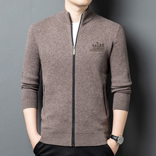 时尚加厚男士100%纯羊毛衫男秋冬季新款保暖开衫休闲宽松上衣