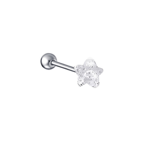 European and American cross-border personality five-pointed star tongue nail breast nail simple glitter tongue ring tongue ring piercing jewelry wholesale manufacturer