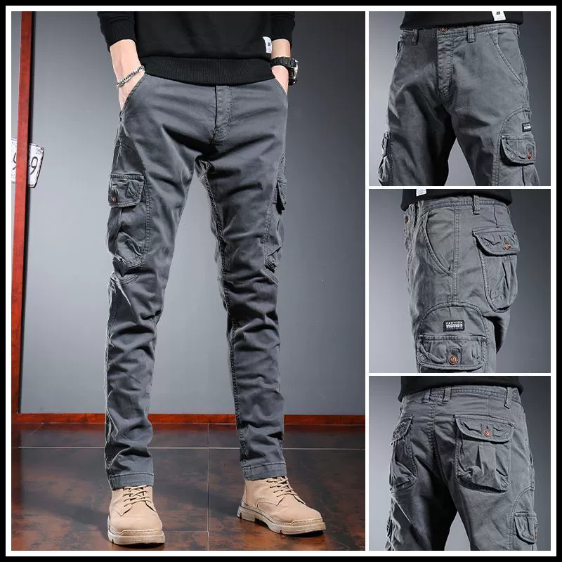 Весенние высококачественные мужские брюки-карго с несколькими карманами, осенние и зимние свободные прямые повседневные длинные брюки, весенне-осенний стиль, подходят к ботинкам Martin.