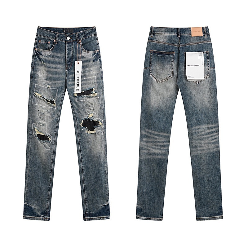 Ksubi トレンディなパープル新 AM スプラッシュインクプリントハイストリートレトロリッピングカジュアルメンズとレディーススリムジーンズ|undefined