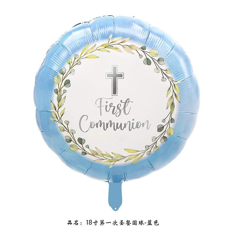 Ángel bebés bautismo globo cruces palomas blancas globo hombre niñas decoración de género tema globo de aluminio