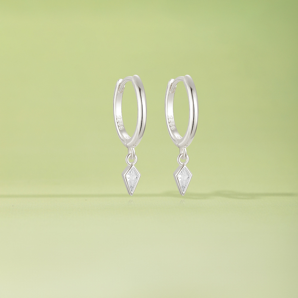 1 Pair 925 Sterling Silver Zircon Geometric Drop Earrings display picture 5