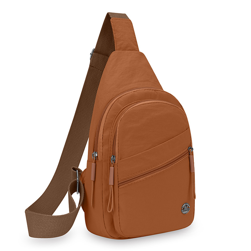 Bolso de pecho japonés simple para mujer Bolso de hombro casual de color sólido de gran capacidad Bolso de mensajero deportivo al aire libre de varios compartimentos