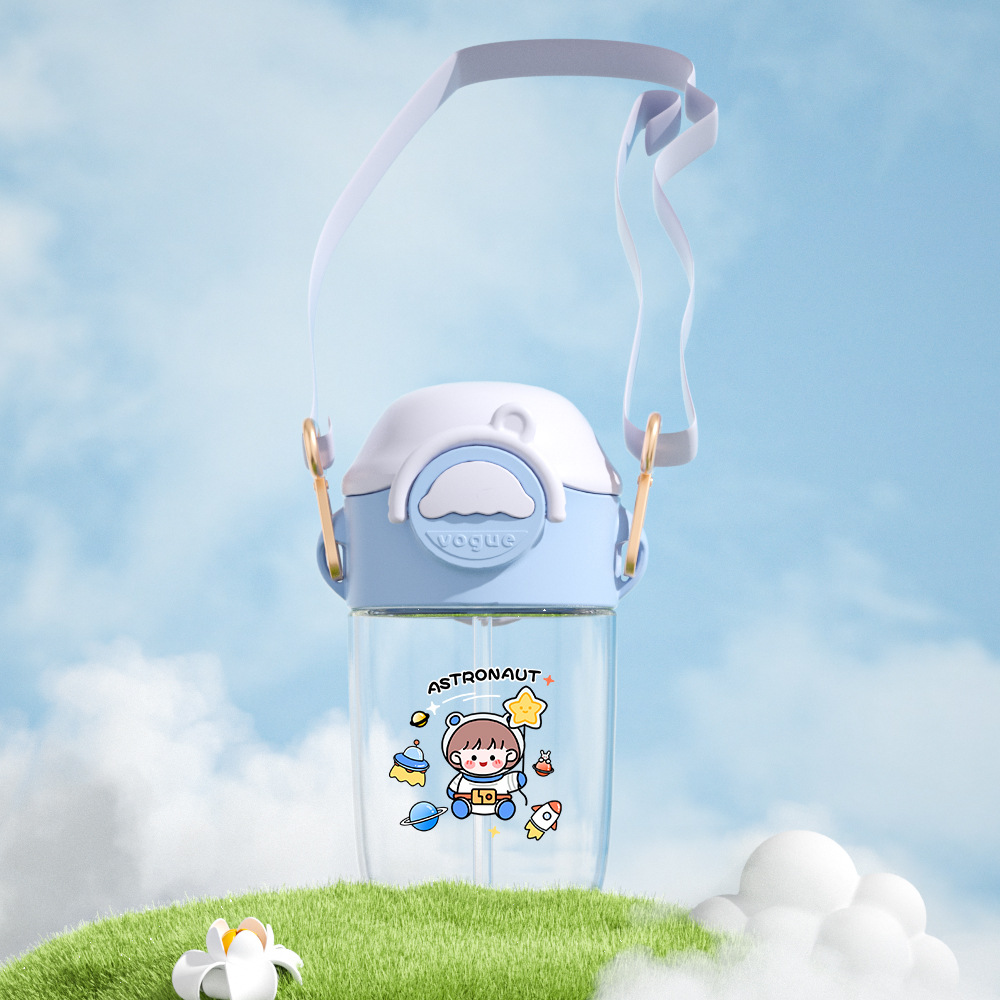 Tookie TikTok Net rojo Correa crossbody taza de paja Linda taza de agua estudiante de alta apariencia portátil taza de los niños