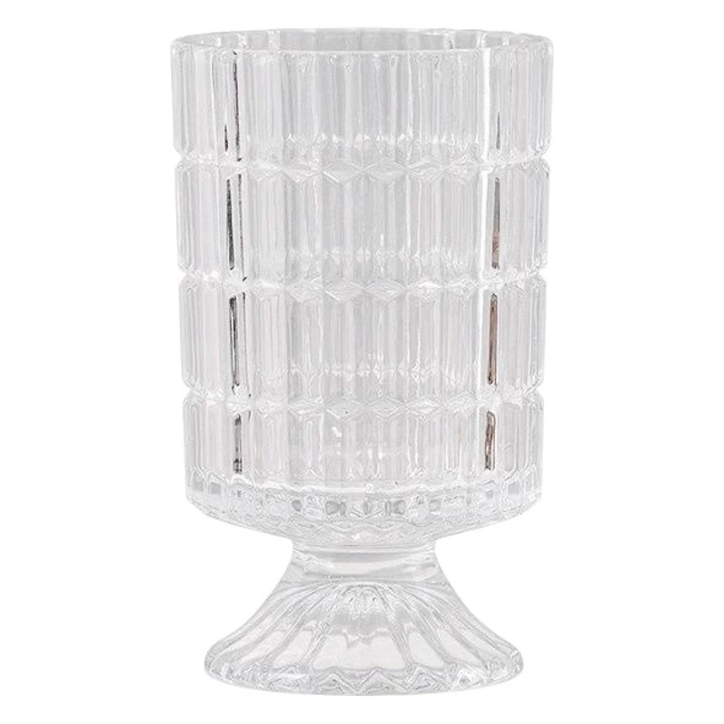 Стеклянная ваза с тиснением на высокой ножке, современный простой высококачественный домашний обеденный стол, Гидропонные дорогостоящие украшения в стиле