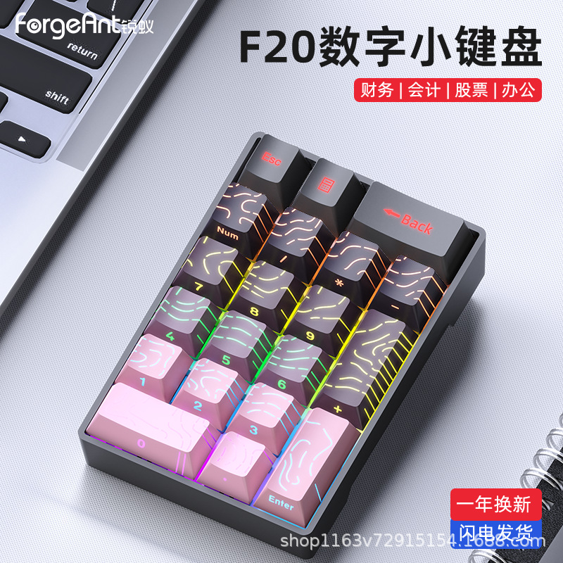 Ruiyi F20 Numeric Keyboard Wired Connection for Laptop Portable Financial Office Mechanical Green Axis Red Tea Axis