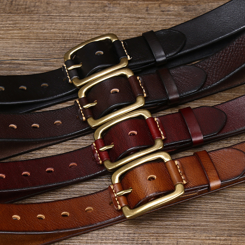 Herrläderbälte i äkta läder med retro spänne i koppar_voghion.com