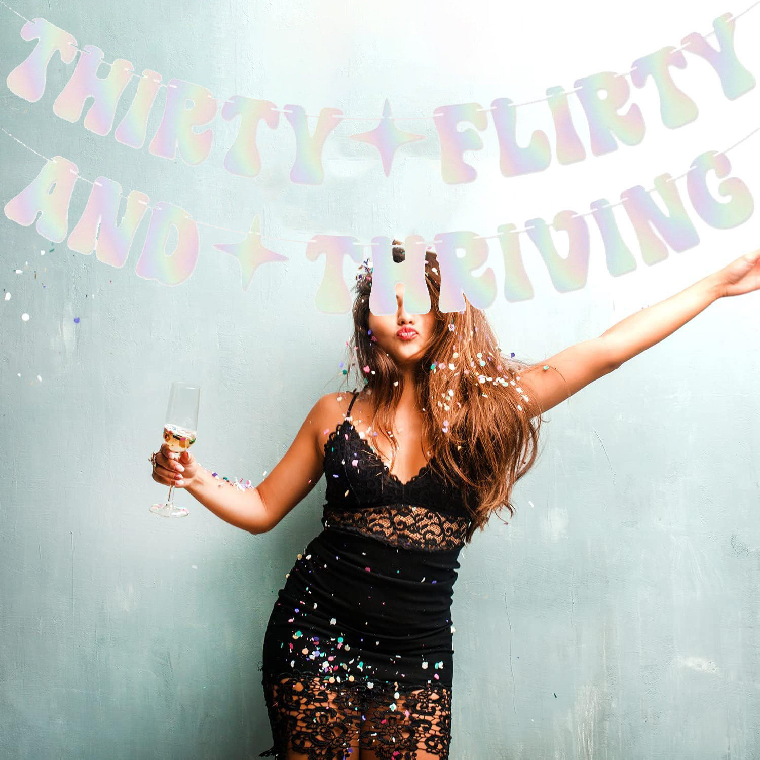 In My Thirties Era Papel de cebollas doradas Bandera Rosa Decoración de fiesta de cumpleaños de 30 años Banner de fotos