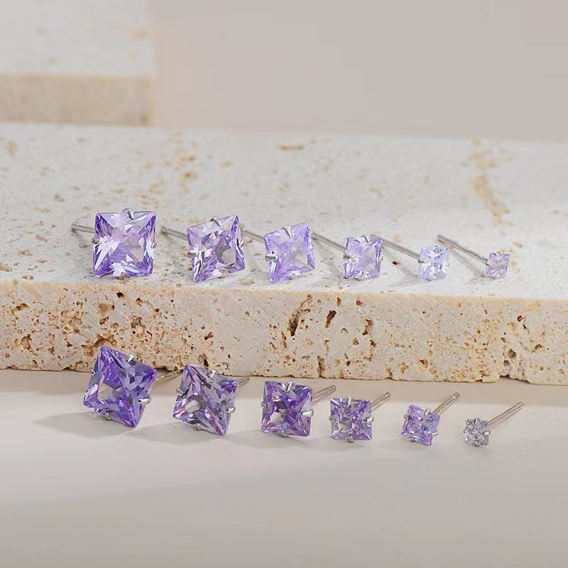 Ear Studs Classification 1 Pair 925 Sterling Silver 925 Sterling Silver Earrings Square Ear Studs