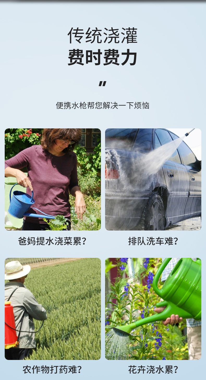 Wholesale Wireless Sprayer, Electric Lithium Battery High-Pressure Car Wash Water Gun, Rechargeable Spray Bottle, Pesticide Disinfection and Flower Watering Tool