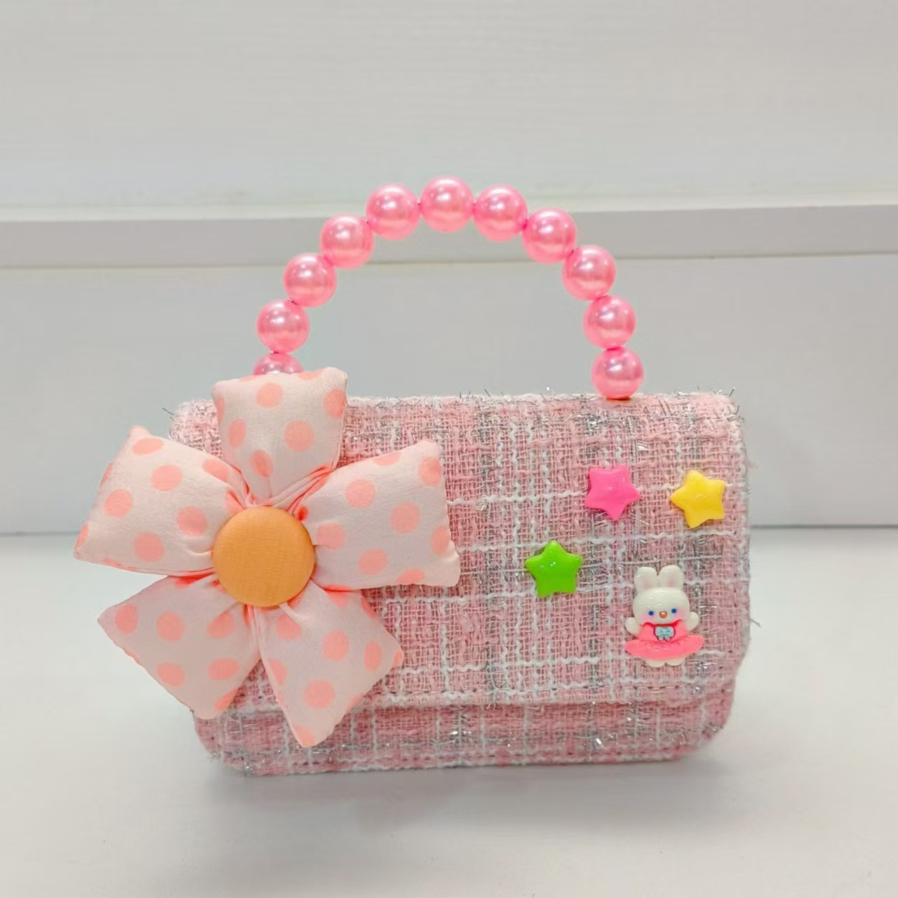 Bolso de perlas flores conejo camisa princesa accesorios de cambio bolso pequeño para niños cadena de billetera de Año Nuevo