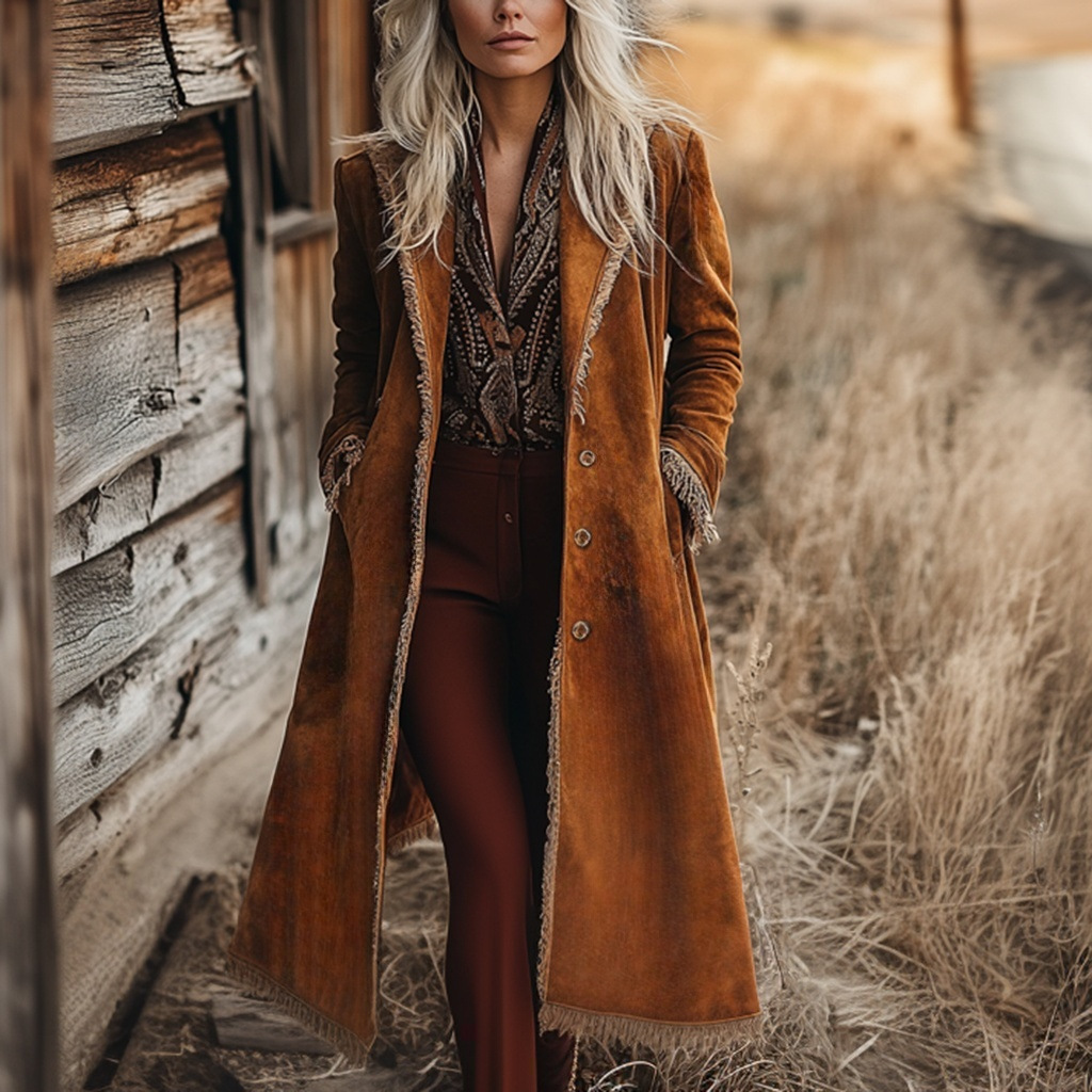 Cross-Border European and American Denim Women's Western Retro Windbreaker Autumn and Winter Fashion Warm Coat Coat