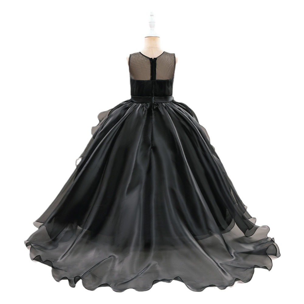 Vestido de princesa occidental para niños hilados esponjosos vestido de noche de pasarela para niñas que se arrastra niña anfitriona traje de piano
