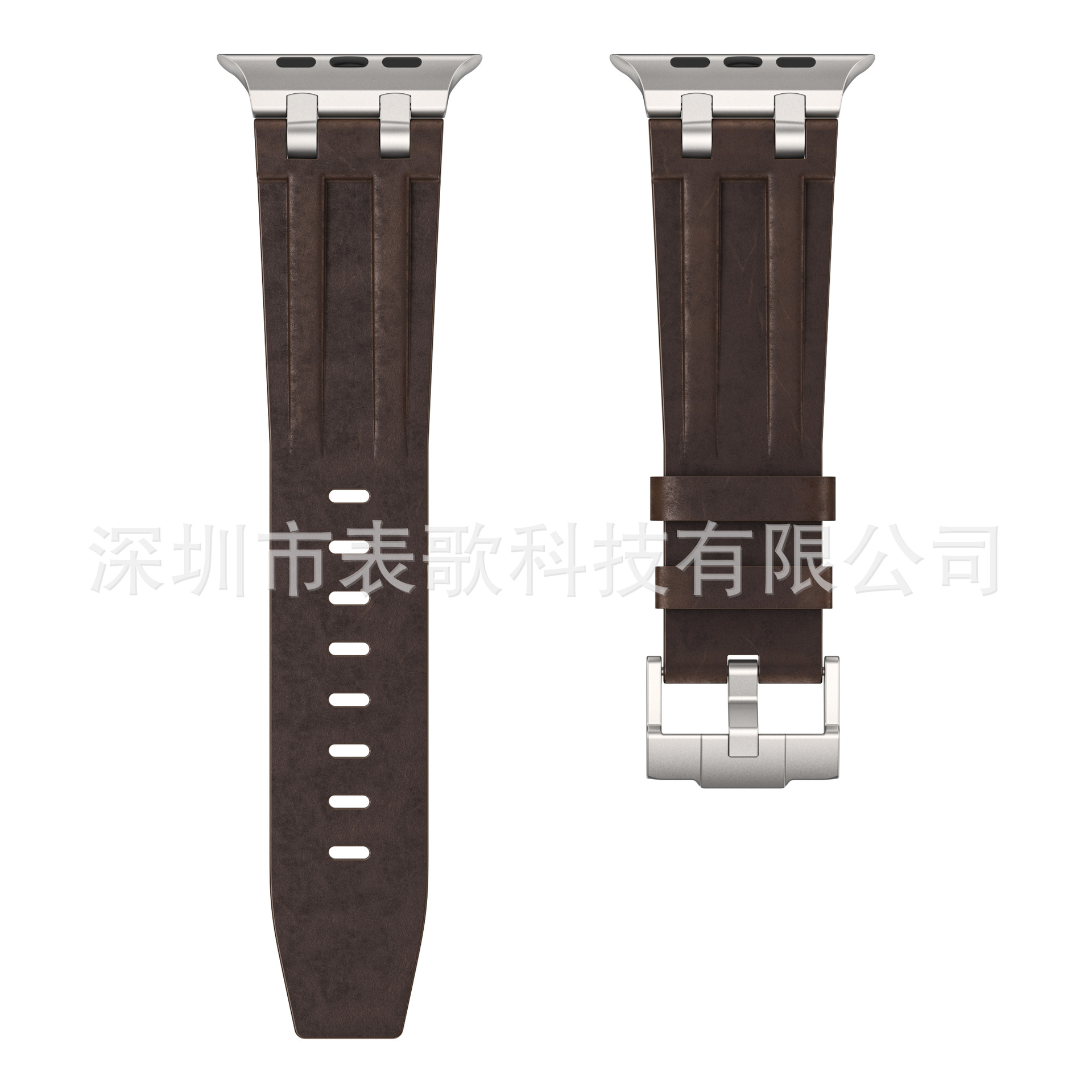 Dark coffee crazy horse + silver buckle
