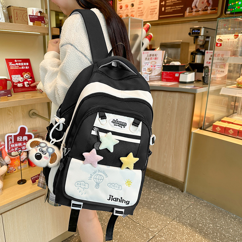 Schoolbags for Girls, Good-Looking Junior High School Students, Primary School Students, Third to Sixth Grade Large-Capacity Backpacks, Contrasting Color Lightweight Backpacks