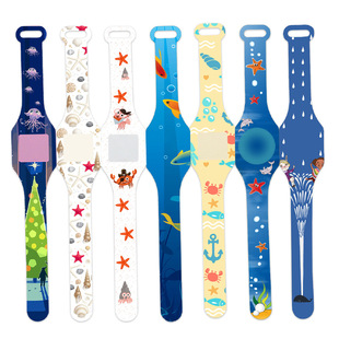New ocean children's silicone touch LED electronic watch DIY drawing personalized environmental protection gift silicone watch