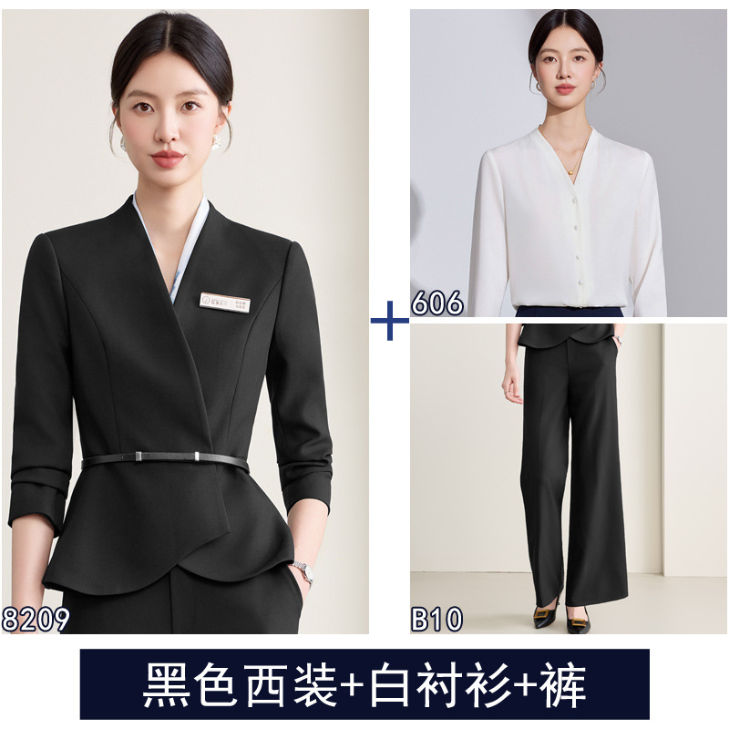 Black suit + pants + white shirt