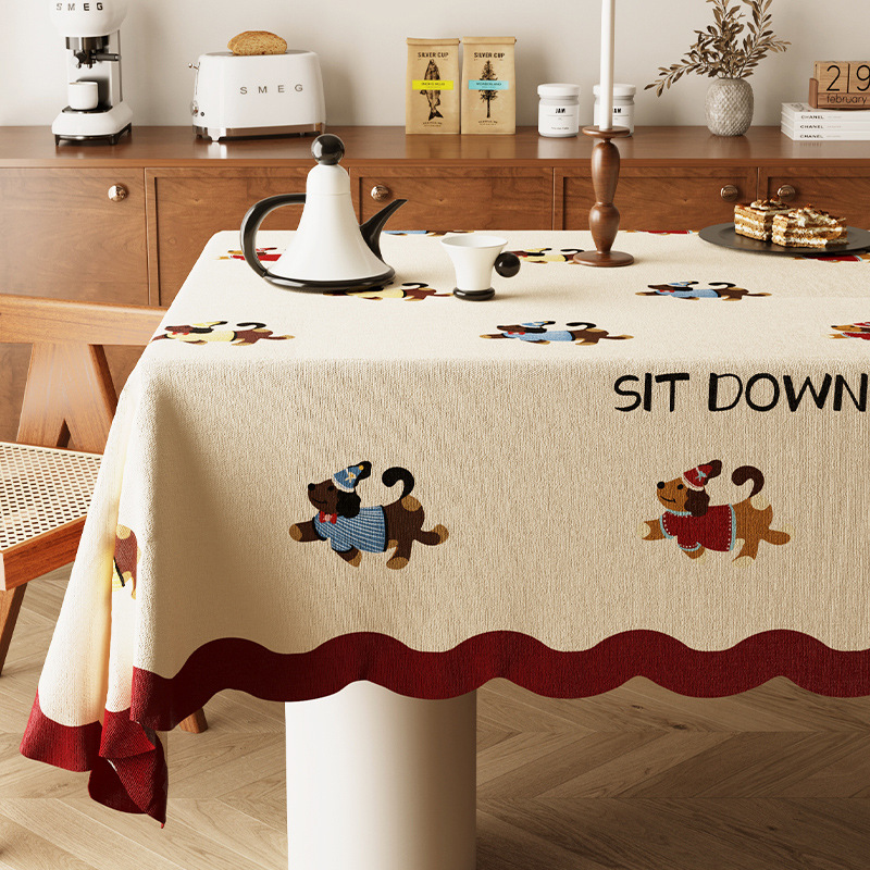 Dopamine Dining Table Cloth Cream Style Fabric High-End Light Luxury Living Room Coffee Table Home Desktop Protective Pad Cover-Up Cloth