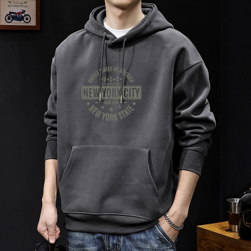 American sweater masculino primavera y otoño marca de moda suelta letras retro impresión con sombrero estilo de puerto amplio abrigo casual superior