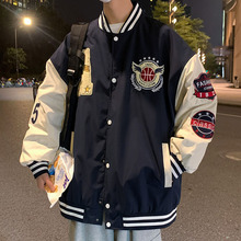 美式棒球服男秋冬季日系潮牌宽松飞行员夹克情侣外套男装休闲上衣