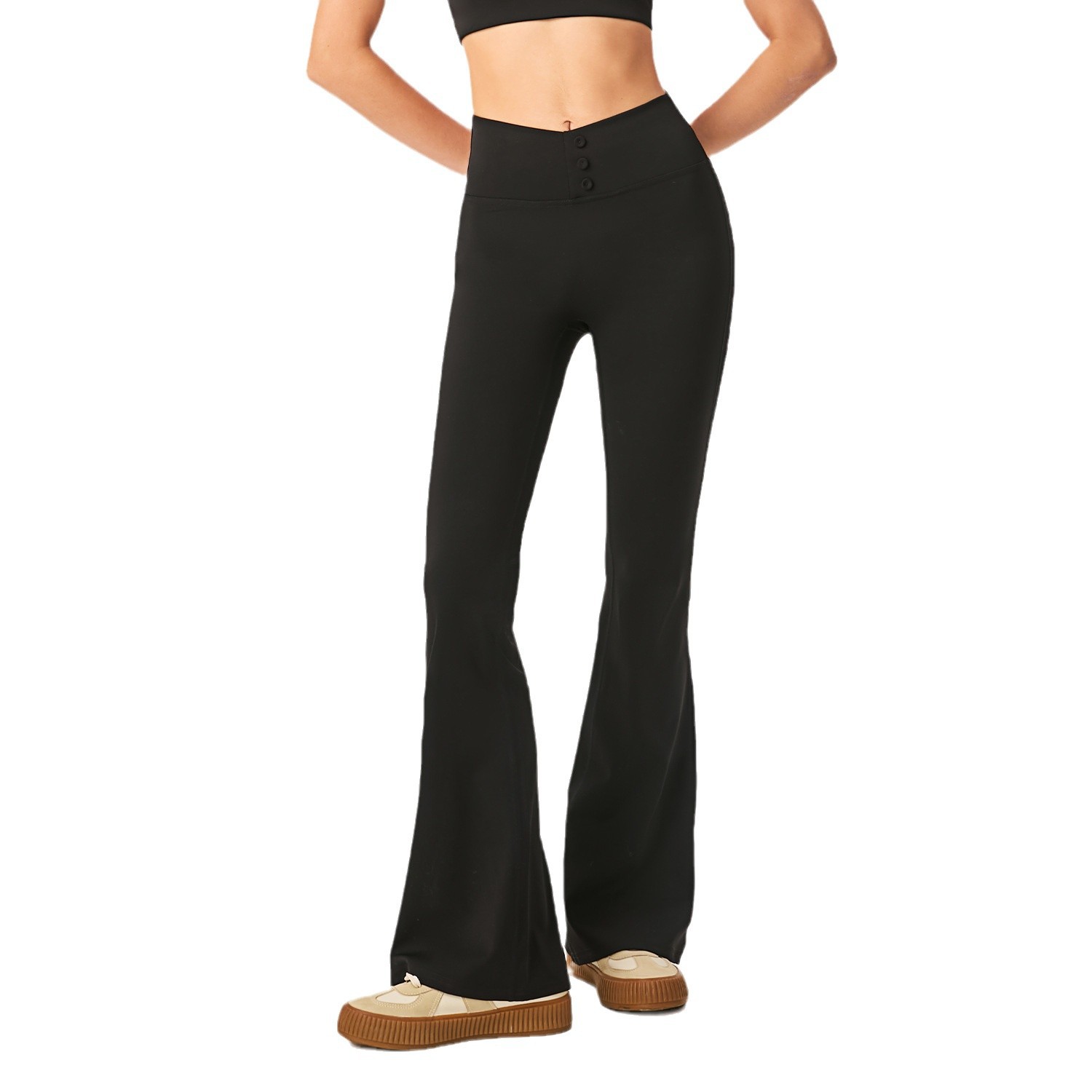Yoga desnudo, cintura alta, caderas, deportes casuales, pantalones de acondicionamiento físico transfronterizos, pantalones de caderas elásticos, pantalones de piernas anchas image 6