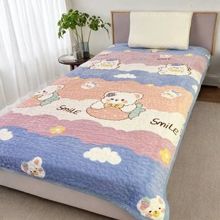 Student Dormitory Milk Fleece Bed Cover Single Piece Thickened Quilted Fleece Blanket Double Bed Sheet Blanket Winter Warm Sofa Cushion