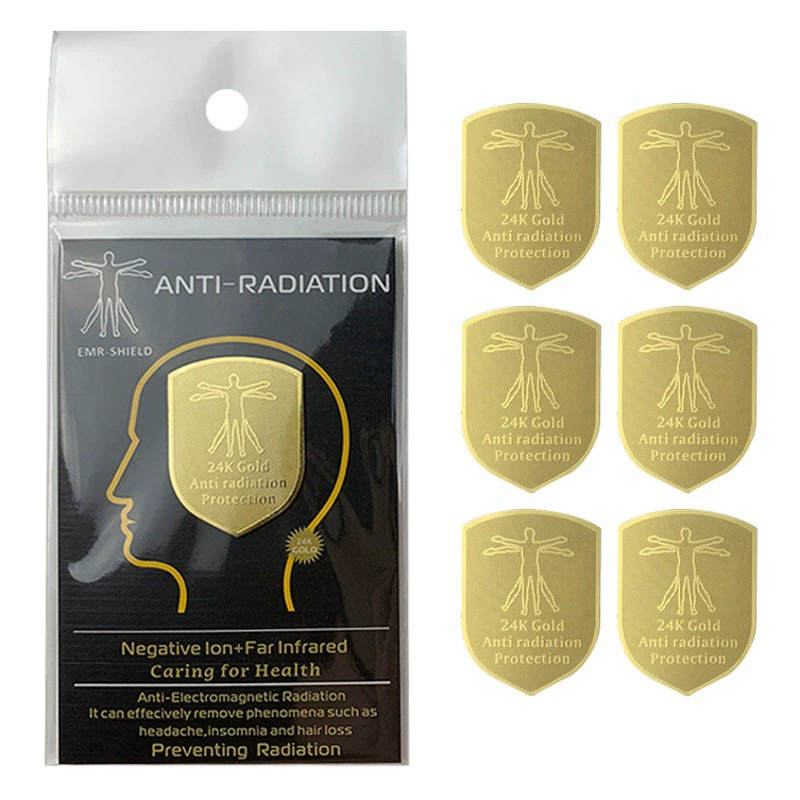 Трансграничная электронная коммерция 24K Golden Shield двойной узор радиационно-стойкие наклейки для мобильного телефона энергия отрицательных ионов наклейки для мобильного телефона украшения