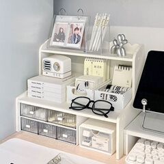 ins风桌面学生置物架多功能书桌化妆品整理收纳架宿舍文具收纳盒
