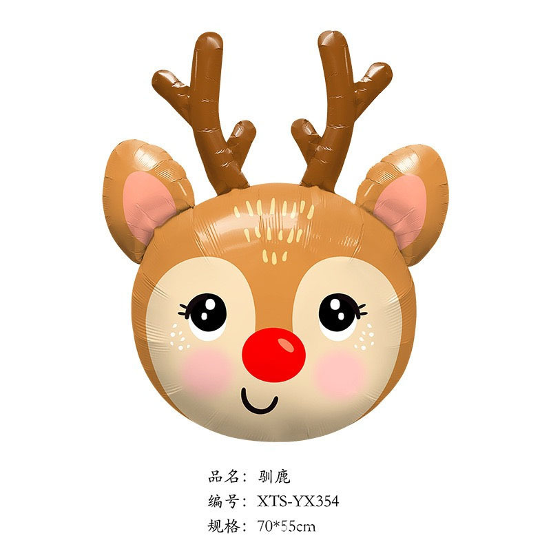 クロスボーダークリスマスサンタクロース杖ヘラジカスノーフレーク雪だるま漫画アルミフィルムバルーンクリスマスパーティー装飾ボール|undefined