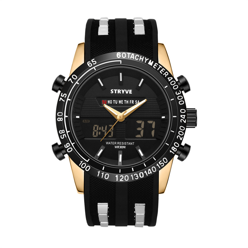 Stryve 8005 deportes impermeable reloj personalizado luminoso sincronización alarma doble pantalla reloj electrónico regalo creativo