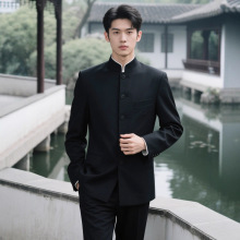 新郎西装套装男士高级感新中式民国风结婚订婚中山装立领西服外套