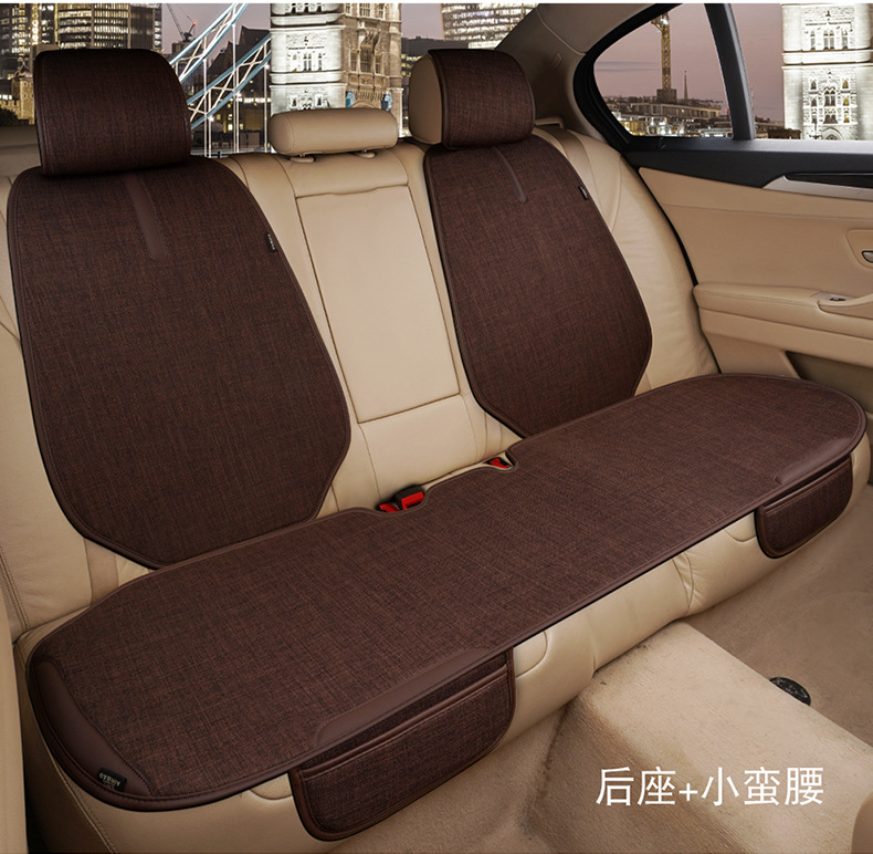 Car seat cushion for all seasons, single-piece seat cushion, car rear seat cushion, three-piece set, linen seat cushion wholesale