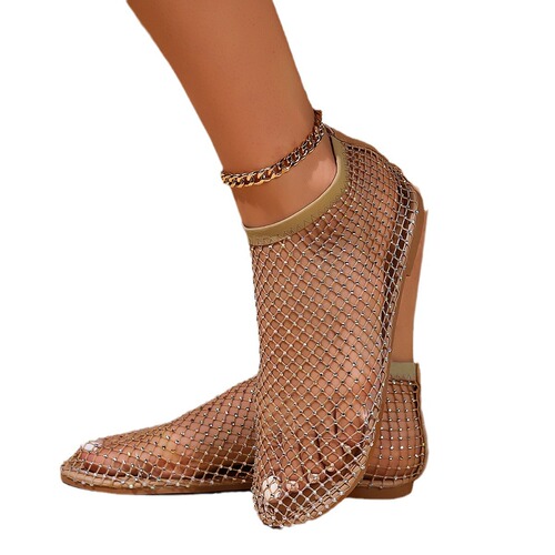  Summer New Round-Toe Low-Heel Open-Work Diamond-Studded Short Summer Sexy Cross-Border Plus-Size Women's Sandals