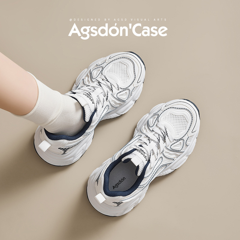 Augustion Daddy Shoes Mujer 2025 nuevo verano malla gruesa suela blanca zapatos deportivos casuales pequeños