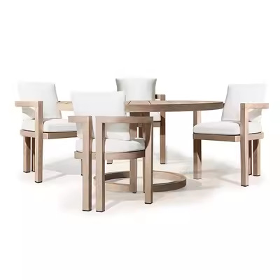 4 sillas + mesa redonda de teca