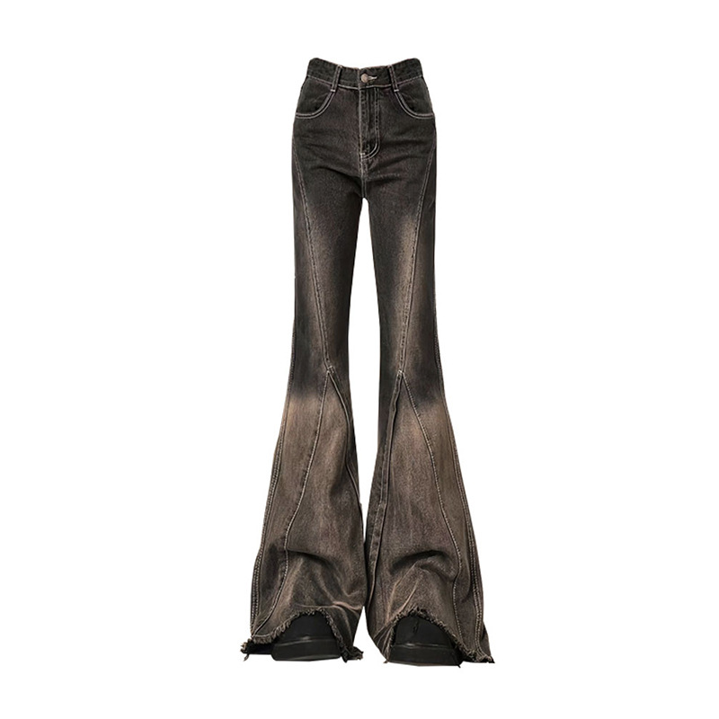 Pantalones Jeans Acampanados Estilo Vintage, Poliéster, para Uso Diario
