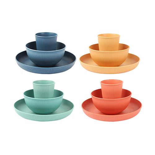 Amazon Wheat Straw Bowl, Cup, Plate, Tableware Set, Home Rice Bowl, Dish Plate, Drinking Cup Three-piece Set