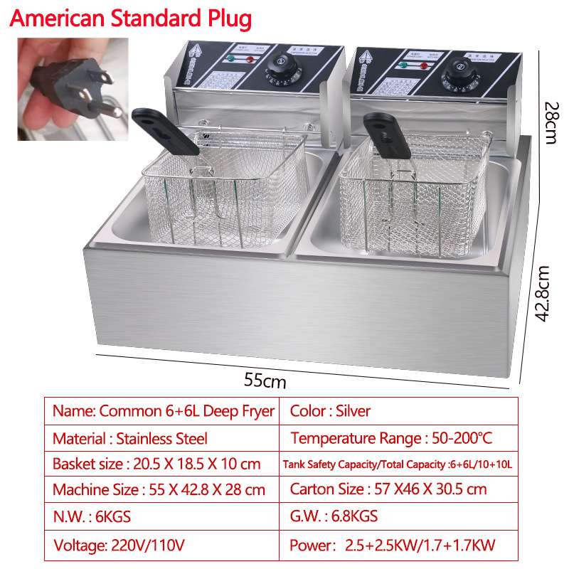 Freidora Eléctrica de Gran Capacidad con Suministro Directo de Fábrica para Comercio Electrónico Transfronterizo, 110V/220V, Estándar EE. UU./UE/RU, Envío Gratuito