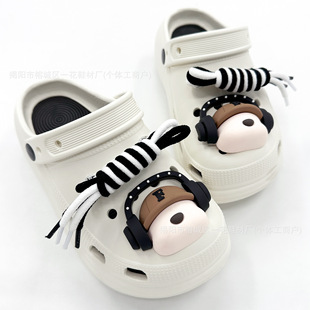 Factory Direct Sales Cross-Border 3D Stereo Hole Shoes Accessories Accessories Button Style Vertical Injection Ins Headphones Dog DIY Jewelry
