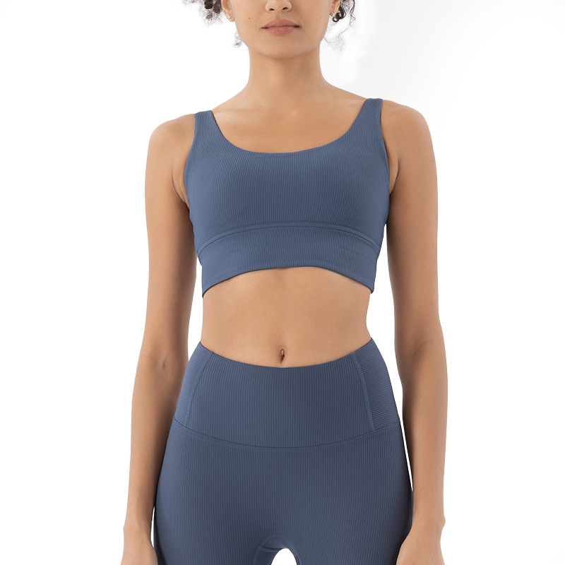 2022 nuevo europeo y americano desnudo costilla yoga ropa interior deportiva chaleco estilo fitness a prueba de golpes correr Sujetador deportivo para mujeres