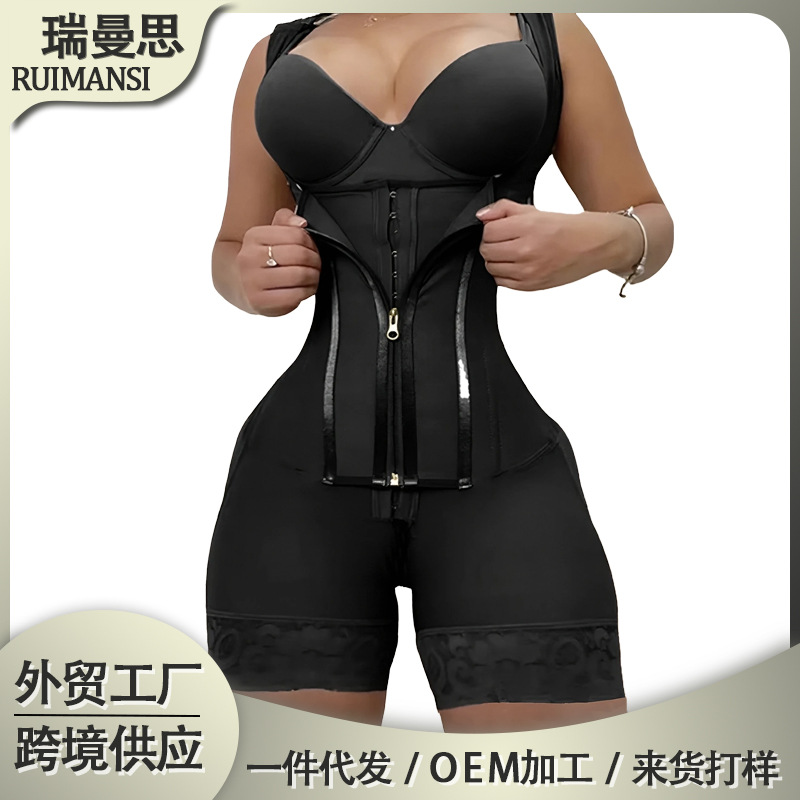 Shapewear European and American Cross-Border Mesh Crotchless Shaping Bodysuit Waist-Cinching Tummy Control Hip-Lifting Women's Waist Support