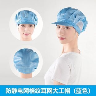 Anti-Static Blue Mesh Open Mesh Breathable Dust-Proof Dust-Free Large Work Hat Workshop Electronics Factory Men's and Women's Work Hat