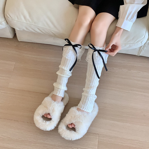 Sock covers for women, sweet lace, Japanese style Lolita socks, autumn and winter cute soft girl jk knitted calf socks covers