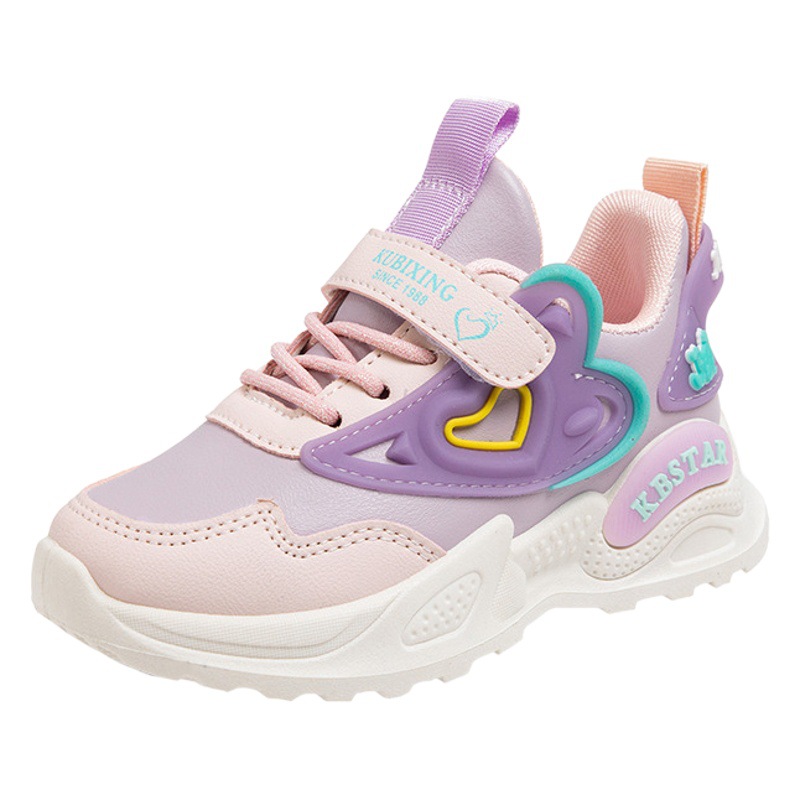 Zapatilla de deporte de las muchachas al por mayor 2024 primavera nuevos zapatos para correr de cuero de fondo suave zapatos de papá de las niñas zapatos Casuales