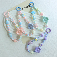 Candy-colored hand-painted bead keychain accessory pendant light-hearted love phone chain strap bag accessory pendant