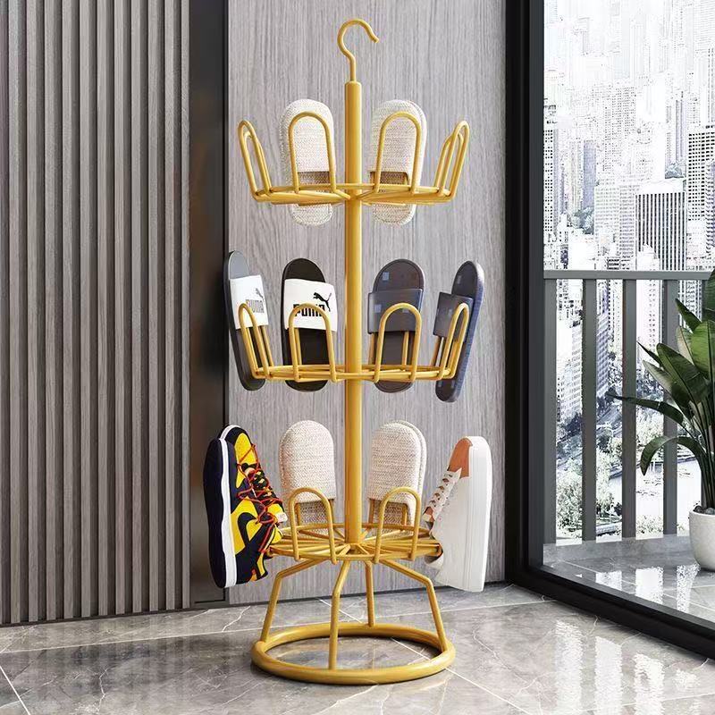 Shoe Drying Rack Outdoor Balcony Floor-Standing Shoe Drying Artifact Household Multi-Functional Windproof Slippers Sandals Rotating Storage Shoe Rack