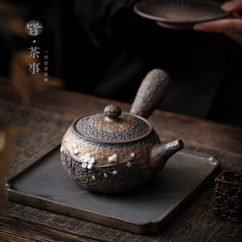 Cooking tea stoneware teapot side handle kung fu tea set household living room ceramic teapot vintage tea maker Cooking tea stoneware teapot side handle kung fu tea set household living room ceramic teapot vintage tea maker