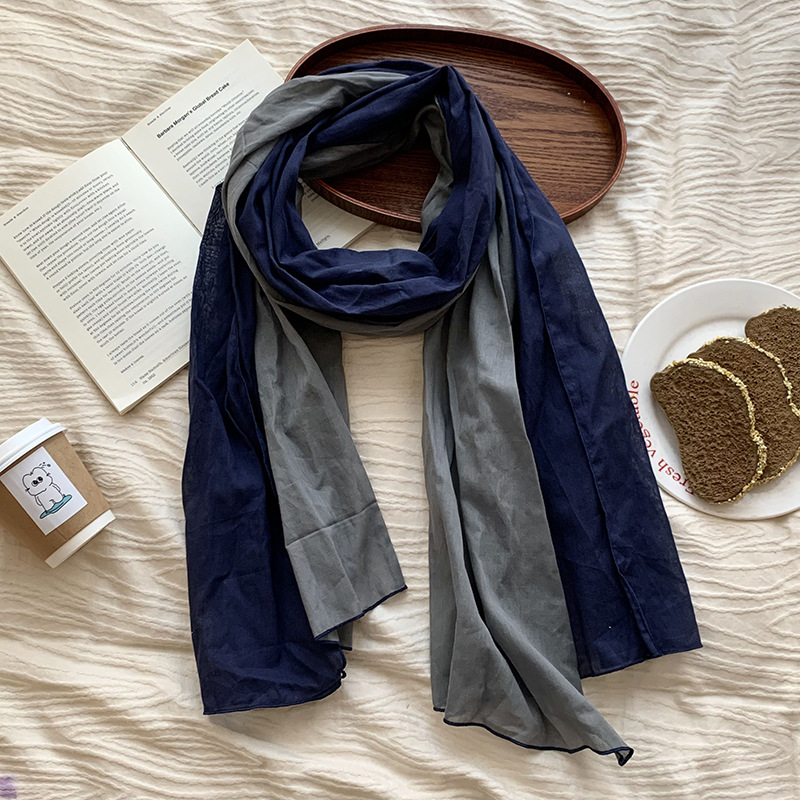 Pañuelo en la cabeza bufanda a juego de color de algodón puro primavera y verano nuevo estilo retro todo-fósforo bufanda de seda para damas bufanda plisada chal de punto al por mayor
