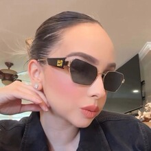 小众复古多边形墨镜女 金属细框 M 标撞色镜腿太阳镜 辣妹凹造型